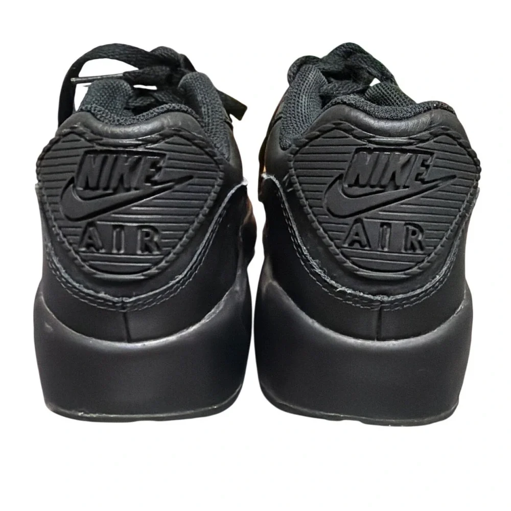 Nike Air Max 90 LTR Triple Black Youth 4.5Y Womens 6 Leather Sneakers CD6864-001